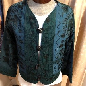 Vintage Instyle Cropped Jacket Embroidered Kimono